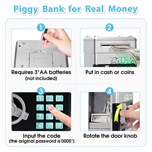 MAGIBX Piggy Bank Toys for 6 7 8 9 10 11 Year Old Boy Easter Gifts, ATM Piggy Bank for Real Money for Boys Toys Age 6-8-10-12, Money Saving Box for Adults Christmas Birthday Gifts for Kids 5-7