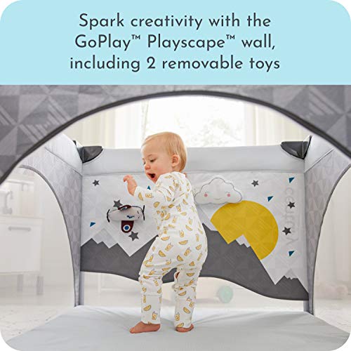 Century Play On 2-in-1 Playard and Activity Center – Playpen Includes Soft Toys and Zippered Door, Splash
