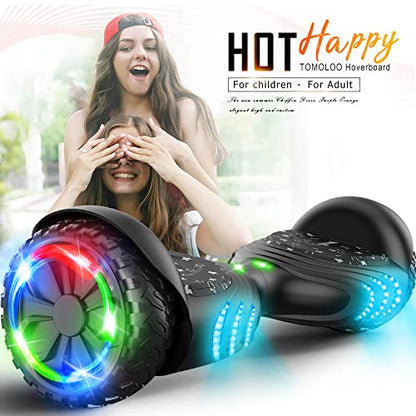 TOMOLOO Hoverboards for Kids Ages 6-12, 6.5" Two-Wheel All Terrain Off Road Hoverboard for Adults Hover Board All Terrain Bluetooth and LED with Music Speaker- colorful RGB light