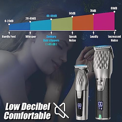Zaekary Professional Hair Clippers for Men, Professional Barber Clippers and Trimmer Set, Cordless Beard Trimmer Haircut Grooming Kit Gift for Men Women Kids