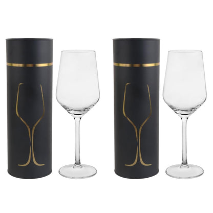 BTGLLAS 380ML 12 Ounce - Set of 2 Classic Hand Blown Crystal Bordeaux Red Wine Glasses Durable Clear White Lead-free Glass Cup With Gift Packaging For Party (Crystal, 2Pcs12OZ)
