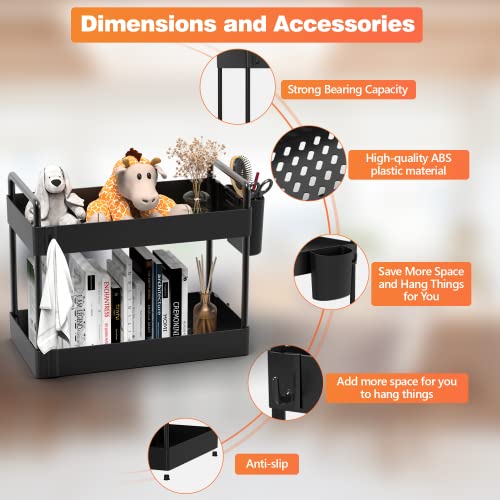 Warmodern 3 Pack Bathroom Organizer Under Sink,2 Tier Bathroom Cabinet Organizer, Bathroom Organizer Under Sink Baskets with 24 Hooks and 6 Hanging Cups, Multifunction Under Cabinet Storage