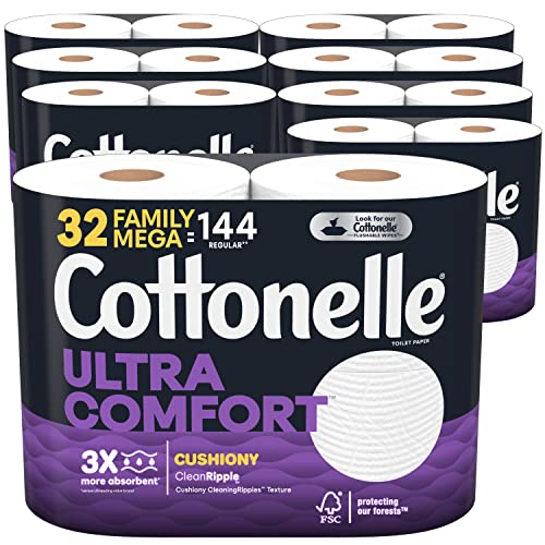 Cottonelle Ultra Comfort Toilet Paper, 2-Ply, 32 Rolls (8 Packs of 4), 325 Sheets per Roll, Packaging May Vary