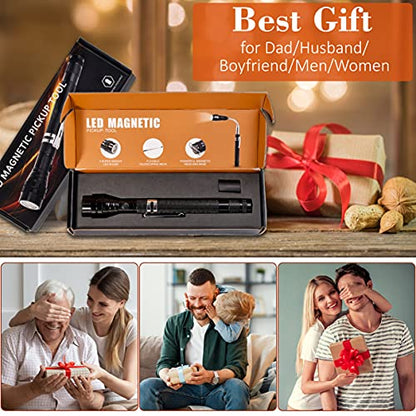 Magnetic Flashlight Pickup Tool Dad Gifts Stocking Stuffers for Men Cool Magnet Telescoping Gadgets with LED Gifts for Mens Husband Him Birthday Christmas Gifts