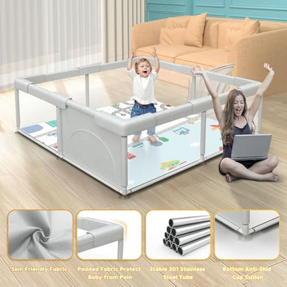 Baby Playpen with Mat Small Playpen Play Pin for Babies and Toddlers 49 x 49 inch Baby Fence Playards Nursery Furniture Set