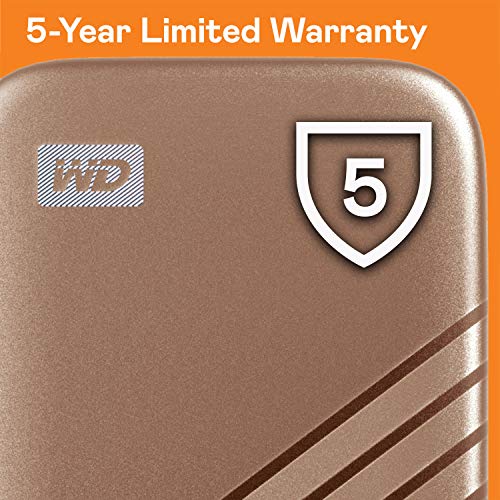 WD 1TB My Passport SSD Portable External Solid State Drive, Gold, Sturdy and Blazing Fast, Password Protection with Hardware Encryption - WDBAGF0010BGD-WESN
