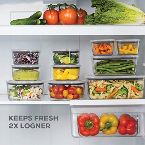 FineDine 20-Piece Glass Food Storage Container Set - 100% Leakproof, BPA-Free, and Oven Safe - Perfect for Meal Prep and On-the-Go (Grey)