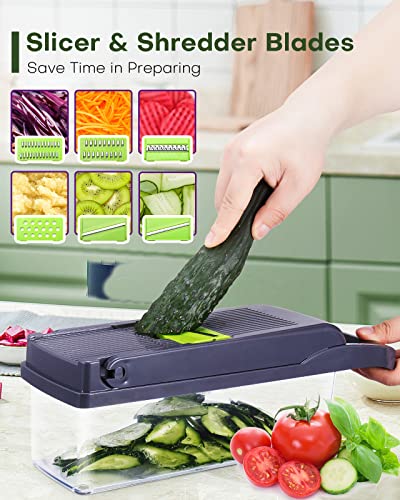 Vegetable Chopper 18-in-1 Veggie Choppers, Food Dicer Onion Chopper Vegetable Cutter Veggie Chopper with Egg Slicer, Food Choppers with Container for Salad Potato Tomato Carrot Garlic