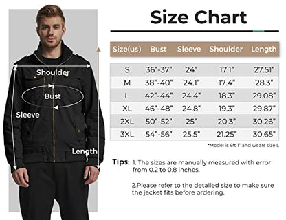 wantdo Men's Safari Casual Jacket Sports Durable Cotton Jacket Black Large