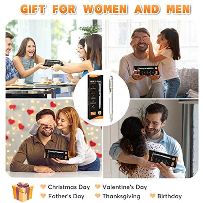 Stocking Stuffers for Adults-Gifts for Men, 9 in 1 Multitool Pen, Christmas Gift for Dad, Gifts for Him, Tool Gifts for Dad from Kids, Gifts for Husband, Boyfriend, Grandpa(Silver)