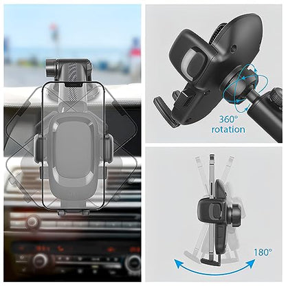 DYT Dashboard & Windshield Universal Car Mount Phone Holder, Compatible with iPhone, Samsung, Google, and More (Black)