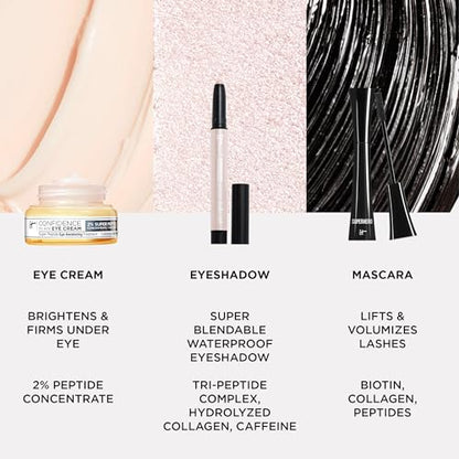 IT Cosmetics Your Eye-Loving Essentials Gift Set – 3-Piece Makeup + Skincare Kit – Includes Moisturizing Eye Cream, Brightening Eyeshadow Stick & Volumizing Black Mascara – Full Size Favorites