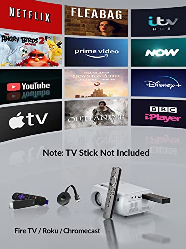 Mini Projector, CLOKOWE 2023 Upgraded Portable Projector with 9000 Lux and Full HD 1080P, Movie Projector Compatible with iOS/Android Phone/Tablet/Laptop/PC/TV Stick/Box/USB Drive/DVD/Game Console