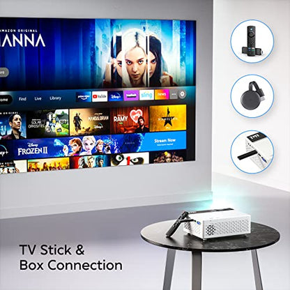 TMY Mini Projector, Upgraded 9500 Lumens Bluetooth Projector with 100" Screen, 1080P Full HD Portable Projector, Movie Projector Compatible with TV Stick Smartphone/HDMI/USB/AV, indoor & outdoor use