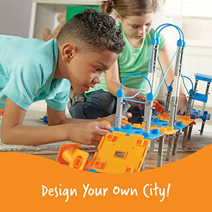 Learning Resources City Engineering and Design Building Set, Ages 5+,100 Pieces, Engineer STEM Toy, Construction Toys, Simple Machines Kids