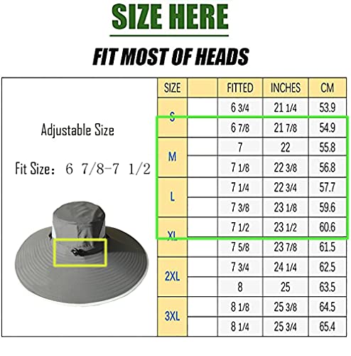 Leotruny Men Wide Brim Sun Hats UPF50+ Waterproof Breathable Straw Hat for Fishing, Hiking, Camping (C07-khaki Ink)