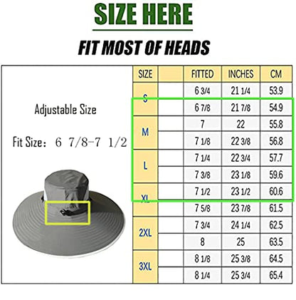 Leotruny Men Wide Brim Sun Hats UPF50+ Waterproof Breathable Straw Hat for Fishing, Hiking, Camping (C07-khaki Ink)