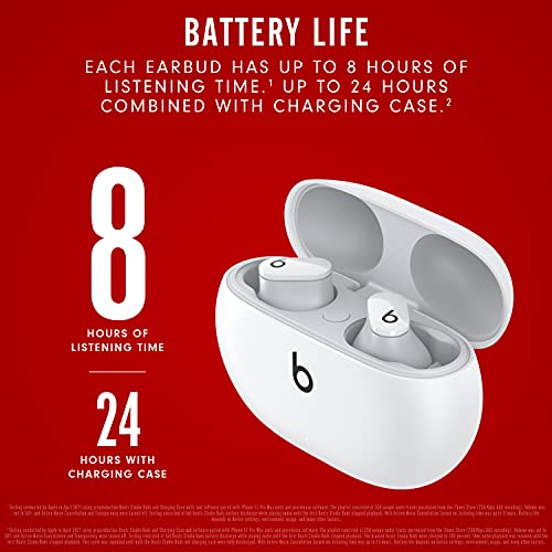 Beats Studio Buds – True Wireless Noise Cancelling Earbuds – Compatible with Apple & Android, Built-in Microphone, IPX4 Rating, Sweat Resistant Earphones, Class 1 Bluetooth Headphones - White