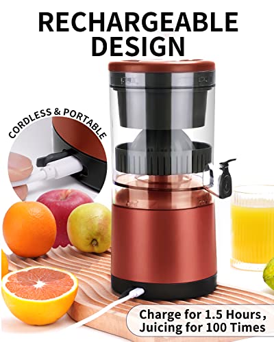 Citrus Juicer Machines Rechargeable - Portable Juicer with USB and Cleaning Brush for Orange, Lemon, Grapefruit