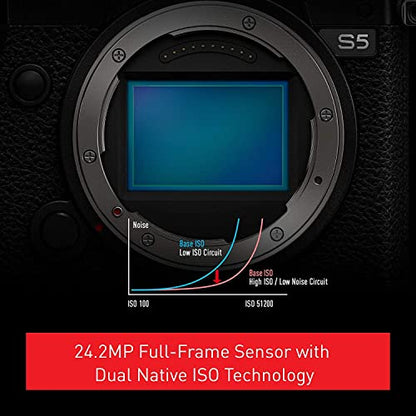 Panasonic LUMIX S5 Full Frame Mirrorless Camera, 4K 60P Video Recording with S 20-60mm F3.5-5.6 Lens Kit (DC-S5KK) + S 85mm F1.8 L Mount Interchangeable Lens (S-S85) Black