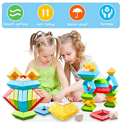DQMOON Montessori Toys for 2-4 Year Old Boys Girls Toddlers Preschool Learning Activities 30Pcs Building Blocks Stacking Educational Toys STEM Sensory Toys Gifts for Kids Age 1-2 4 5 6