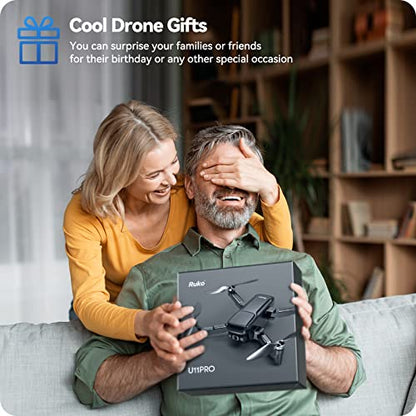 Ruko U11PRO First Drone with Camera for Adults, 4K UHD Camera, Advanced Controller, 52 Mins Fly Fun Time 2 Extra Batteries, GPS Auto Return, Indoor-Outdoor Mode, Scale 5 Wind Resistance, Beginners