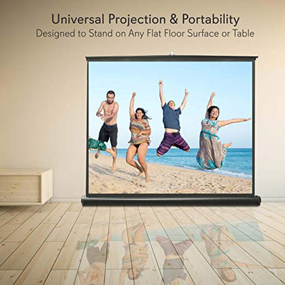 Pyle 50" Inch Portable Projector Screen - Portable Floor Standing Fold-Out Roll-Up Tripod Manual, Office Presentation, Quick Assembly - PRJTP53