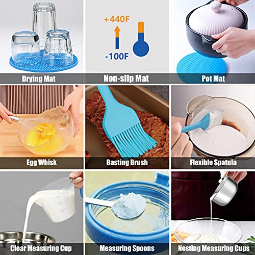 Mixing Bowls with Airtight Lids, 23PCS Large Stainless Steel Mixing Bowl Set & 400ML Measuring Cups & Baking Tools, Kitchen Utensils Metal Nesting Bowl 7/6/4.5/3.5/2.5QT for Prepping Cooking Serving