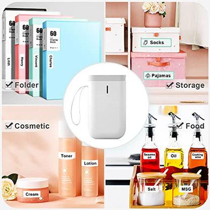 YuLinca Label Maker D11 with Tape, Wireless Bluetooth Portable Sticker Labels Printer 10-15mm Label Width Compatible with iOS & Android for Home & Office (Grey-White)