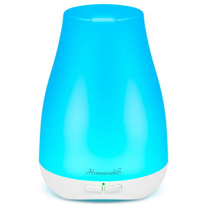 Homeweeks Diffusers, 100ml Colorful Essential Oil Diffuser with Adjustable Mist Mode,Auto Off Aroma Diffuser for Bedroom/Office/Trip (100 ML 1 Pack)