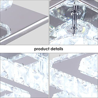 Cainjiazh Mini Chandelier LED Crystal Ceiling Light 2 Layers Flush Mount Ceiling Light Modern Chandelier Lighting for Hallway Staircase Kitchen Bathroom (Cool White)