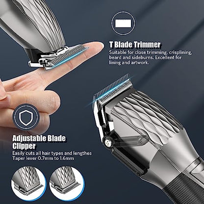 Zaekary Professional Hair Clippers for Men, Professional Barber Clippers and Trimmer Set, Cordless Beard Trimmer Haircut Grooming Kit Gift for Men Women Kids