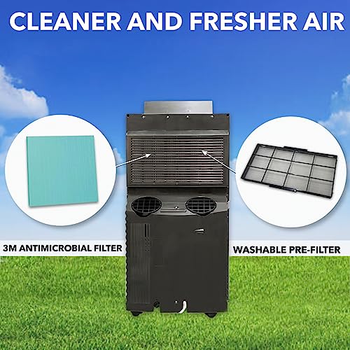 Whynter ARC-143MX 14,000 BTU (9,456.1 BTU SACC) Dual Hose Cooling Portable Air Conditioner, Dehumidifier, and Fan with 3M Filter Storage Bag, up to 500 sq ft in Platinum/Black
