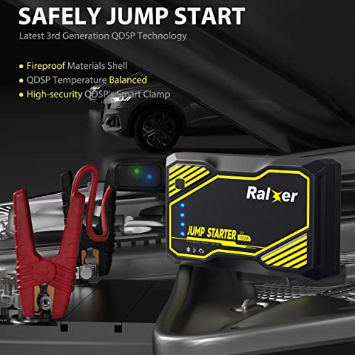 RALXER 1000A Peak Portable Car Jump Starter (Up to 7.0L Gas or 5.5L Diesel Engine), Jump Starter Battery Pack 12V Battery Jump Starters with LED Light