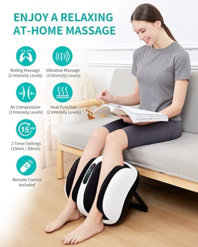 Nekteck Foot Shiatsu Massager, Calf Massage with Heat Therapy, Deep Kneading, Vibration, Compression Leg Massager for Home and Office Use (Remote Control)
