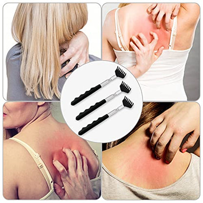 Yexixsr Back Scratcher Extendable Portable Back Massager for Men Women Kids Adults, Telescopic Back Scratching Tool with Rubber Handles, 3 Pack