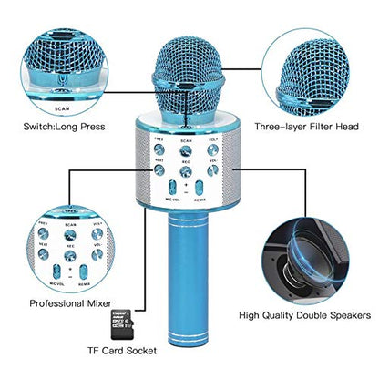Keyian Karaoke Microphone for Kids Adults, Bluetooth Microphone Wireless Gifts for 2 4 5 7 Year Old Girls Toys 6-8-10 Years Old