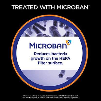 Shark HE402AMZ Air Purifier 4 True HEPA with Microban Protection Cleans up to 1000 Sq. Ft., Captures 99.98% of particles, allergens, smoke, odors to 0.1–0.2 microns, Advanced Odor Lock, 4 Fan, Grey