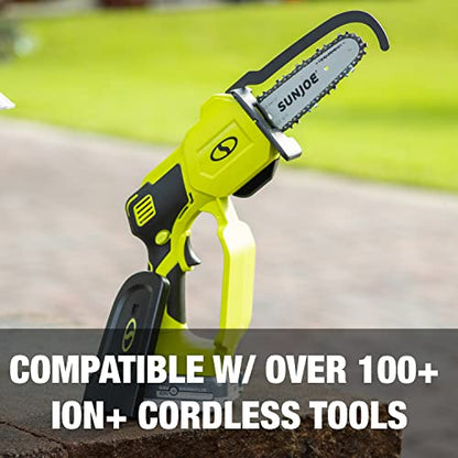 Sun Joe 24V-HCS-LTE-P1 24-Volt iON+ Cordless Mini Chainsaw, Green & SWJ-OIL Premium Bar, Chain and Sprocket Oil, All Season Chainsaw Chain Lubrication, 1-Quart
