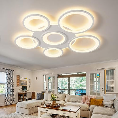 RUIBOOXIN Modern LED Ceiling Light 38.2in 90W Dimmable LED Ceiling Lights with Remote Control 6 Squares Frame Semi Flush Mount Ceiling Light Fixtures for Living Room Dining Room Bedroom Kitchen…