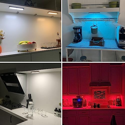 SZOKLED Motion Sensor Under Cabinet Lights, 58-LED RGB Closet Lights Wireless, 1100mAh Rechargeable Under Cabinet Lighting Dimmable Night Lights for Kitchen,Bedroom,Wardrobe,Hallway,Stairs (2 Pcs)