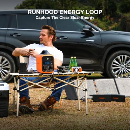 Runhood Solar Generator Rallye 600 Pro, 1296Wh Portable Power Station Hot Swappable Energy Bar Backup Batteries(4*EB324), 110V/600W AC Outlet for Outdoors Camping Travel, Home Use, Emergency, CPAP