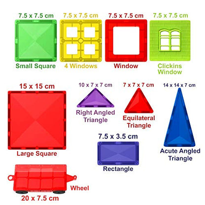 Desire Deluxe Magnetic Tiles Blocks Building Set for Kids – Learning Educational Toys for Boys Girls for Age 3-8 Year-Old – Birthday Present Gift (57PC)