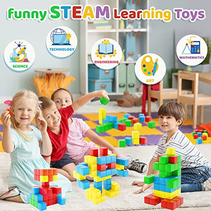 Large Magnetic Blocks for Toddler Toys, STEM Preschool Learning Sensory Montessori Outdoor Travel Building Toys Gifts for 3 4 5 6 Year Old Kids Boys Girls
