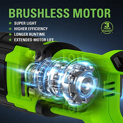 Greenworks 24V Brushless (1-1/8") Cordlesss Reciprocating Saw (2,7000 SPM), 4.0Ah USB Battery and Charger Included