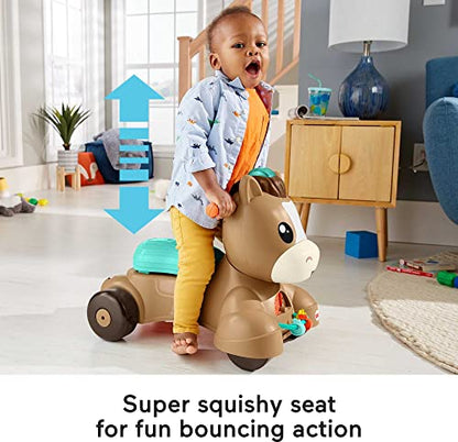 Fisher-Price Baby Walker Learning Toy, Walk Bounce & Ride Pony Ride-On with Music and Lights for Infants and Toddlers Ages 9+ Months