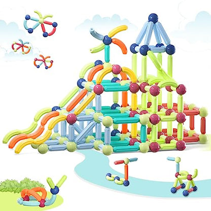 Boys Girls Toys Age 4-5,Little Boy Girl Toys Magnetic Blocks Sticks Tiles Construction Building, Learning Education Stem Preschool Toddler Kids Toys for 3+ Year Old, Montessori Toys for Toddlers Gifts