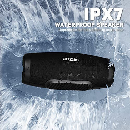 Ortizan Bluetooth Speakers Loud, 80W Powerful Sound and Monstrous Bass, IPX7 Waterproof/True Wireless Stereo/Power Bank/Pro EQ/DSP/LED Lights/12H Playtime, Portable Outdoor Speaker for Party, Camping
