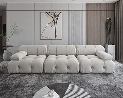 UPDATE: DEAD! JACH 104" Convertible Modular Sectional Sofa, Minimalist Mid-Century Velvet Sofas Couches, Luxury Modern 3-Seat Wide Couch Sectional for Living Room Bedroom Office Apartment (Beige)