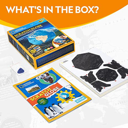 NATIONAL GEOGRAPHIC Scratchable Globe for Kids Learning - STEM Toys Earth Globe National Geographic 3D Puzzles for Kids Science Kit, Arts and Crafts for Kids Ages 8-12, Toys for Ages 8-13 Boys Girls